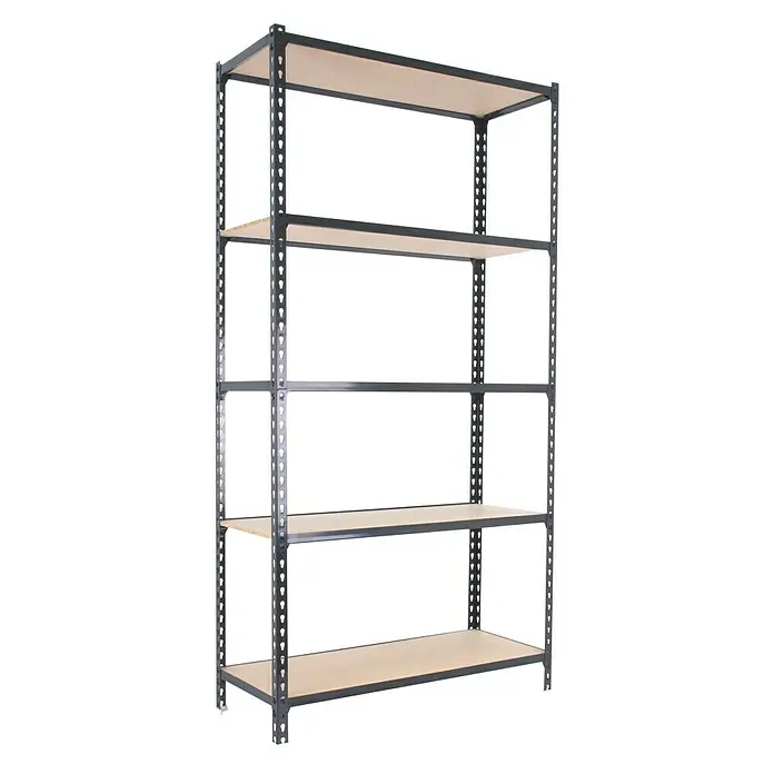 Simonrack Maderclick Metallregal Maderclick Plus - H x B x T: 200 x 100 x 40 cm, Traglast pro Boden: 150 kg, Anzahl Böden: 5 Stk., Stecken, Anthrazitgrau - Ein freistehendes Metallregal mit fünf Regalböden und einem robusten, industriellen Design für Lager- und Organisationszwecke.