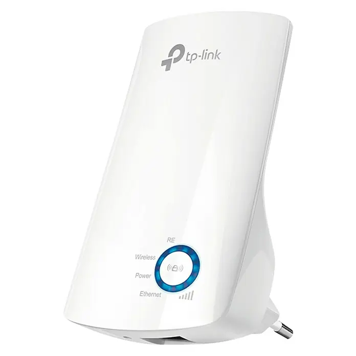 Repetidor WiFi TL-WA850RE Domos - Para interior - Amplificador de rango WiFi TP-Link blanco para mejorar la cobertura WiFi, con indicadores de alimentación, WiFi y Ethernet para una conectividad óptima.
