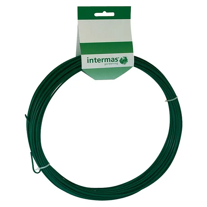 Alambre plastificado - Ø x L: 0,6 mm x 50 m - Alambre verde de jardín Intermas Gardening para sujetar plantas y viñas en tu jardín. Perfecto para uso exterior.