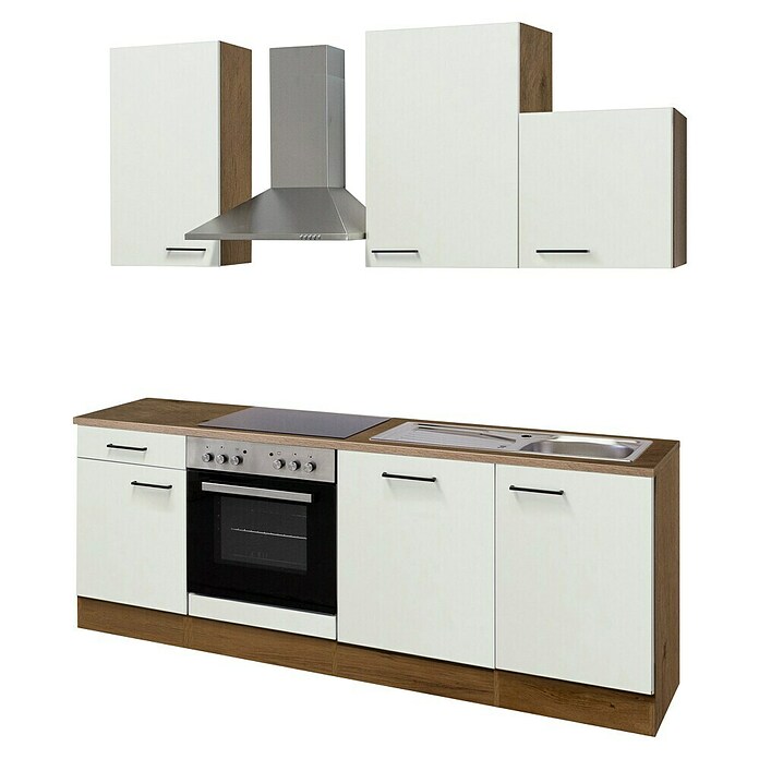 Flex-Well Avila Küchenzeile Typ 1 (Breite: 220 cm, Höhe: 234 cm, Magnolia, Mit Elektrogeräten, Mit Dunstabzugshaube 6091 H) | BAUHAUS