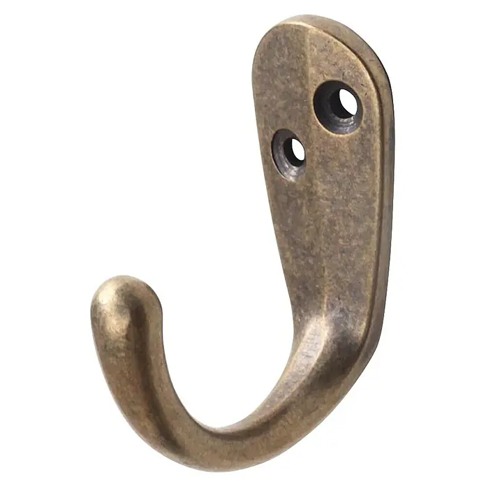 Rei Garderobenhaken C1036 - L x B x H: 44 x 18 x 39 mm, Zinkdruckguss, Bronze - Bronzefarbener Einzel-Kleiderhaken mit zwei Schraubenlöchern zur Montage.