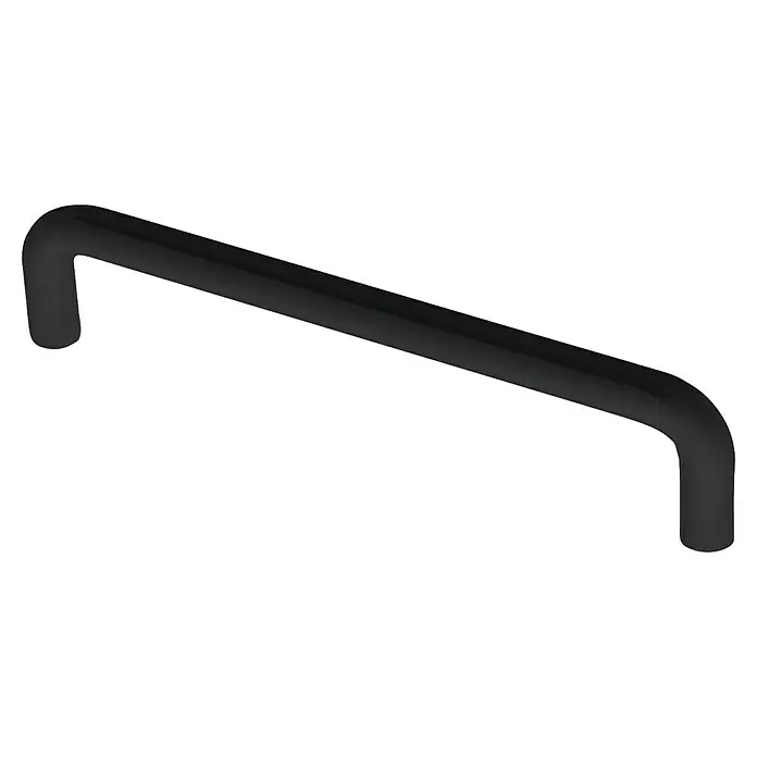 Rei Möbelgriff - Lochabstand: 128 mm, Sonstige, Schwarz, L x B x H: 138 x 10 x 30 mm - Glänzender, schwarzer, gebogener Rohrgriff.