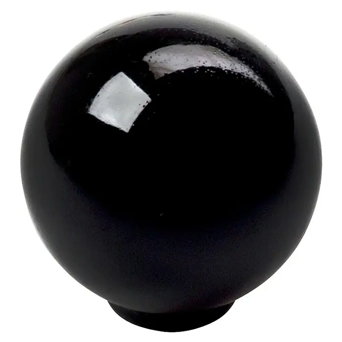 Rei Möbelknopf - Durchmesser: 28 mm, Holz, Schwarz - Glänzender schwarzer Kugelknauf.