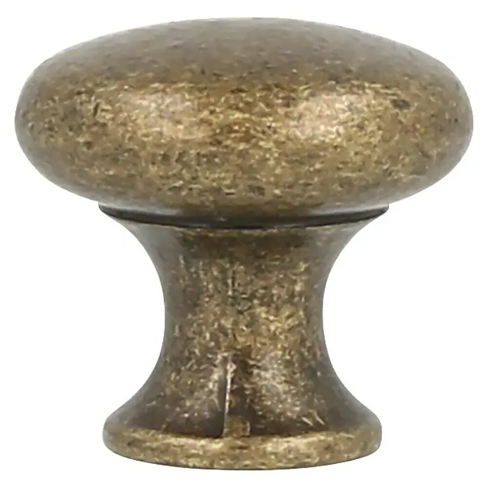 Rei Möbelknopf - Durchmesser: 20 mm, Antikes Messing, L x H: 20 x 20 mm - Runder antiker Messing-Möbelknopf mit einer gealterten Textur.