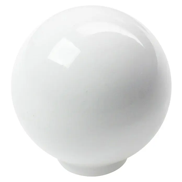 Rei Pomo para muebles - Diámetro: 28 mm, Plástico, Blanco - Pomo o tirador redondo blanco brillante.