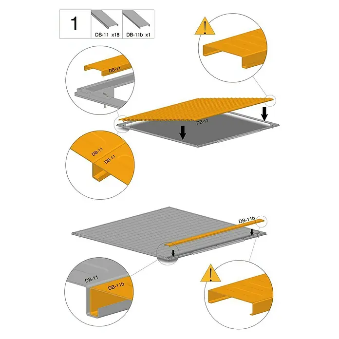 Gardol Bodenplatte Cubus & Style Midi - Passend für: Gardol Gerätehaus Cubus, Stahl - Montageanleitung für DB-11 und DB-11b Teile.