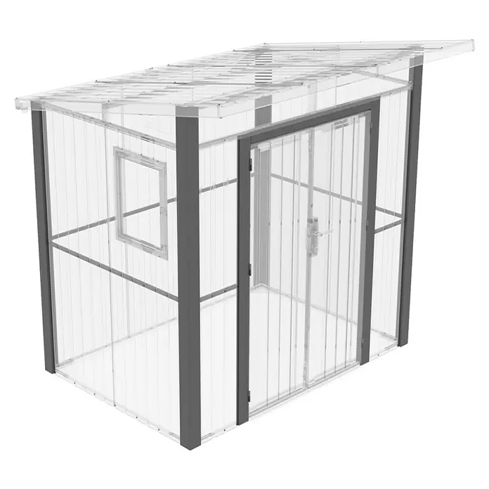 Gardol Ersatz-Wandpaneelrahmen Style - Passend für: Gardol Gerätehaus Style - Bild eines Gewächshauses mit Fenster und Tür, das sowohl für den Anbau als auch als Lagerraum geeignet ist.