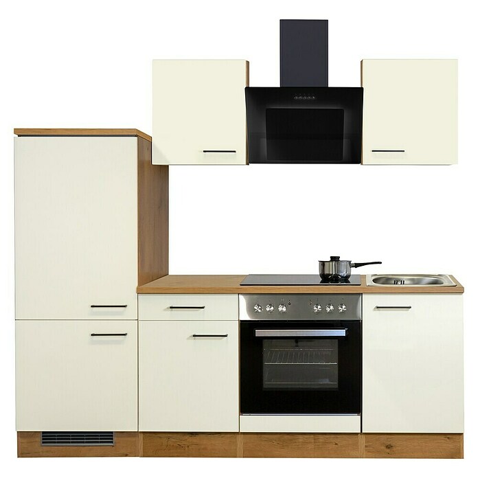 Flex-Well Avila Küchenzeile Typ 1 (Breite: 220 cm, Höhe: 200 cm, Magnolia, Mit Elektrogeräten, Mit Dunstabzugshaube 9039 X/XW) | BAUHAUS