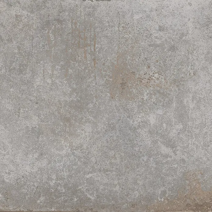 Terrassenfliese Rusty 2.0 - 60 x 120 x 2 cm, Grau, Matt - Abgenutzte Betonplatte mit Flecken und Textur für vielseitige Designanwendungen. Robuste Eleganz für moderne Wohn- und Geschäftsräume.