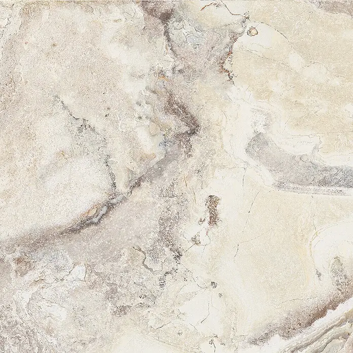 Feinsteinzeugfliese Phantasia - 60 x 120 cm, Beige, Matt - Cremefarbene und beigefarbene Marmorfliese mit komplexer brauner und grauer Äderung, für eine natürliche, elegante Optik auf Innenflächen.
