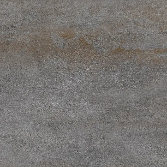 Feinsteinzeugfliese Allora - 30 x 60,4 cm, Grau, Matt - Industrielle graue Fliese mit rauer Textur und rostbraunen Akzenten.