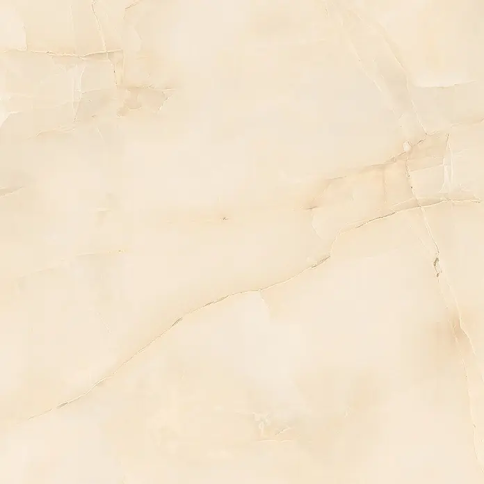 Feinsteinzeugfliese Royal Onyx - 60 x 120 cm, Creme, Glänzend - Elegante Marmorfliese in Creme mit feinen Maserungen. Ideal für stilvolle Innenräume mit luxuriösem Flair.