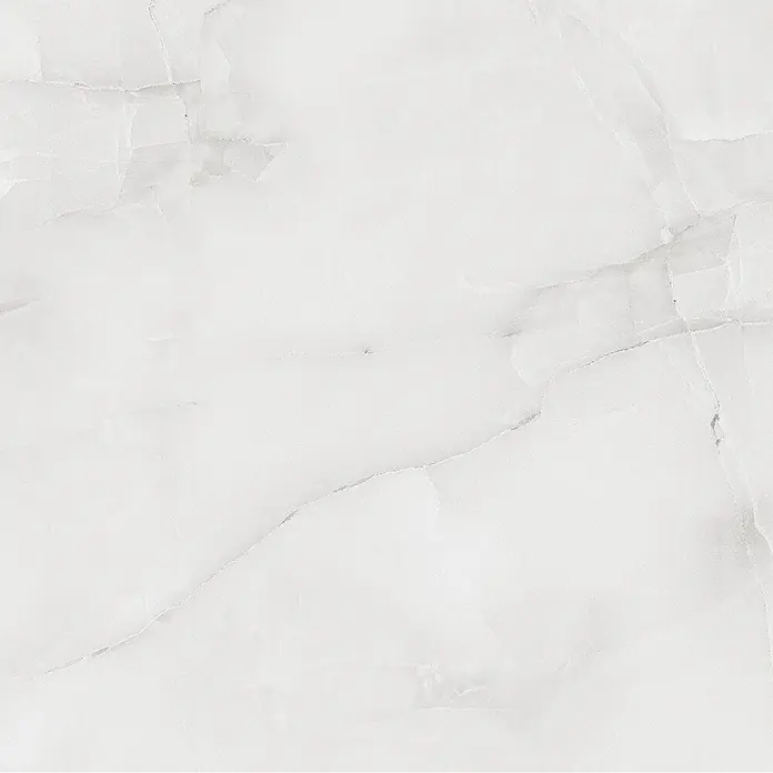 Feinsteinzeugfliese Royal Onyx - 60 x 120 cm, Hellgrau, Glänzend - Helle Marmorfliese mit subtilen grauen Adern, die eine elegante und moderne Oberfläche für jeden Raum bietet. Die glatte Textur verleiht einen luxuriösen Touch.