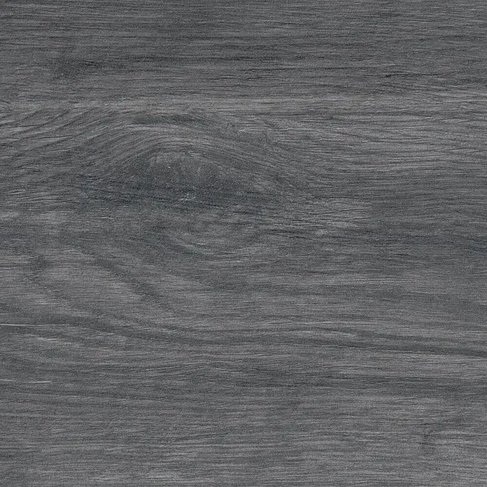 Feinsteinzeugfliese Natura - 22,5 x 90,2 cm, Dark, Matt - Dunkelgraue Holzstruktur mit ausgeprägter Maserung und sichtbarem Ast.