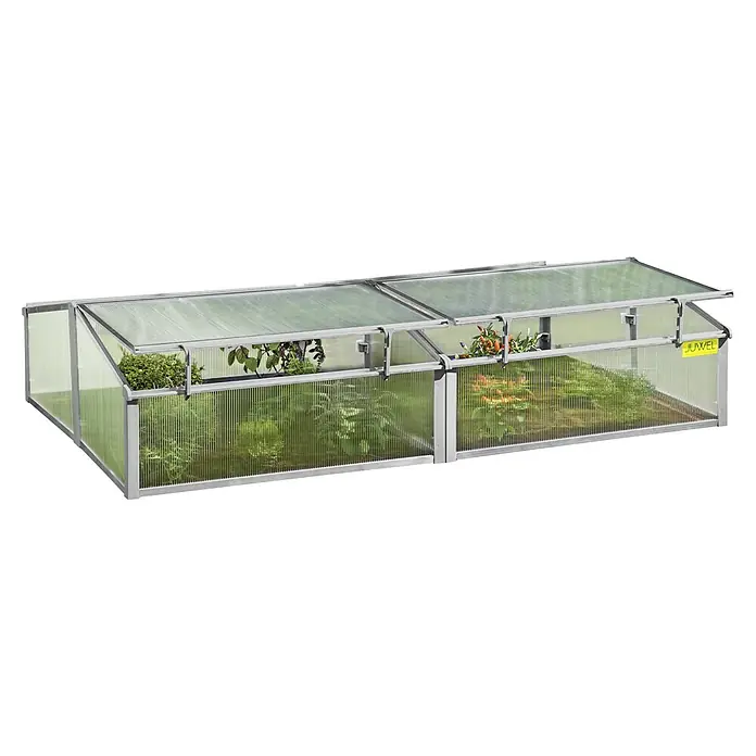 Juwel Easy Fix Frühbeet Thermohaus - 100 x 200 x 40 cm - Nahaufnahme eines Juwel Frühbeet, das eine optimale Umgebung für Pflanzenwachstum bietet, mit praktischer Öffnungsfunktion für einfache Handhabung.