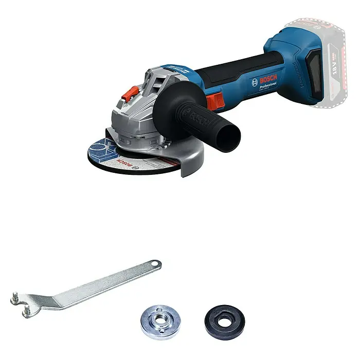Bosch Professional AMPShare 18V Akku-Winkelschleifer GWS 18V-8 Pro Solo - 18 V, Ohne Akku, Durchmesser Scheibe: 125 mm - Bosch Professional Akku-Winkelschleifer mit Zubehör für vielseitige Schleifarbeiten. Robust und leistungsstark für den professionellen Einsatz.
