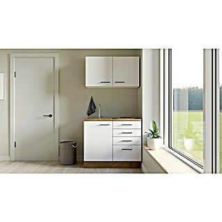 Flex-Well Avila Miniküche (Breite: 100 cm, Magnolia, Mit Elektrogeräten)