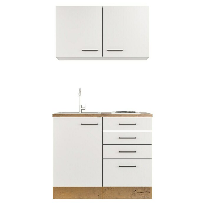 Flex-Well Avila Miniküche (Breite: 100 cm, Magnolia, Mit Elektrogeräten) | BAUHAUS