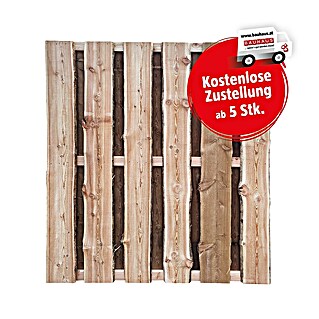 Sichtschutzzaun Rustikal (B x H: 180 x 180 cm, Hellbraun, Holz, 18 mm)