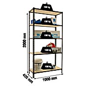 Simonrack Maderclick Estantería metálica Plus (Al x An x Pr: 200 x 100 x 40 cm, Capacidad de carga por balda: 150 kg, Número de baldas: 5 ud., Inserción, Antracita/OSB) | BAUHAUS