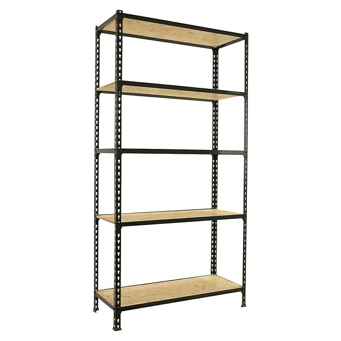 Simonrack Maderclick Estantería metálica Plus (Al x An x Pr: 200 x 100 x 40 cm, Capacidad de carga por balda: 150 kg, Número de baldas: 5 ud., Inserción, Antracita/OSB) | BAUHAUS