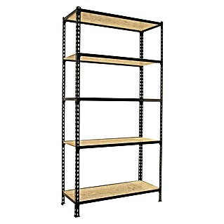 Simonrack Maderclick Estantería metálica Plus (Al x An x Pr: 200 x 100 x 40 cm, Capacidad de carga por balda: 150 kg, Número de baldas: 5 ud., Inserción, Antracita/OSB)