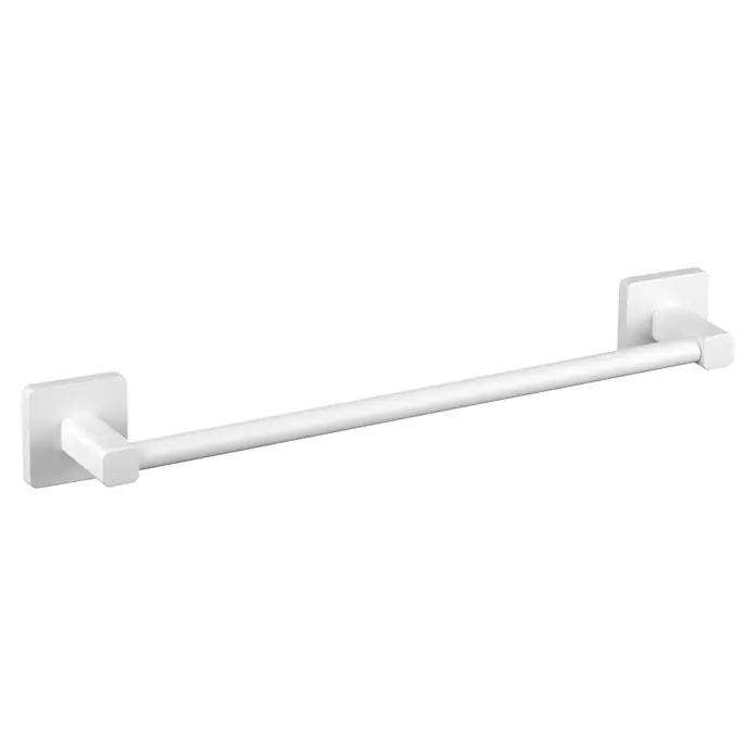 Tatay Kalo Toallero de barra - 45 cm, Artic white - Una barra de toalla blanca con soportes cuadrados en ambos extremos, ideal para la organización elegante del baño.