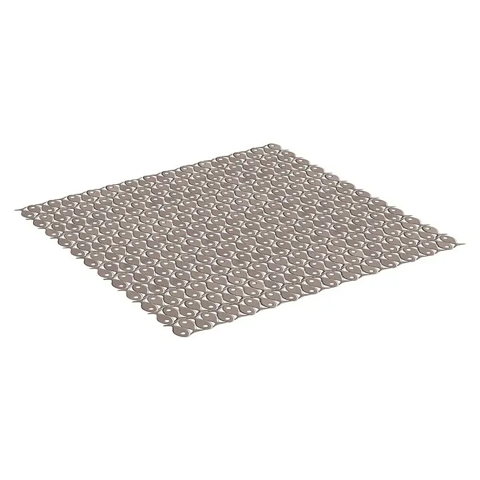 Tatay Alfombra antideslizante para ducha / bañera Opaca - L x An: 54 x 54 cm, Vision - Primer plano de una cubierta de piscina marrón claro con un patrón repetido en forma de gota, sobre un fondo negro.