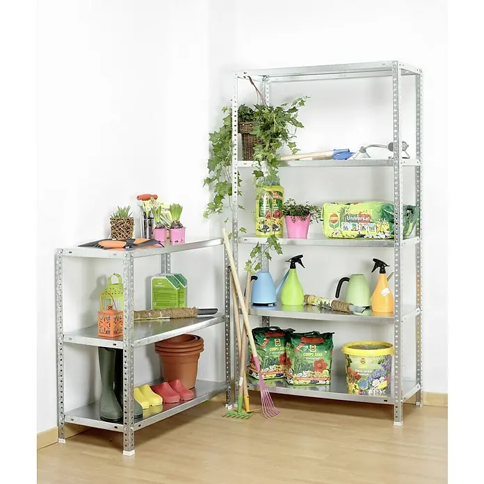 Simonrack Simonclassic Metallregal Comfort Plus - H x B x T: 200 x 100 x 40 cm, Traglast pro Boden: 100 kg, Anzahl Böden: 5 Stk., Schrauben, Silber - Stabile Metallregale mit Gartenbedarf: Pflanzen, Erde, Werkzeuge. Praktische Aufbewahrung für Hobbygärtner.