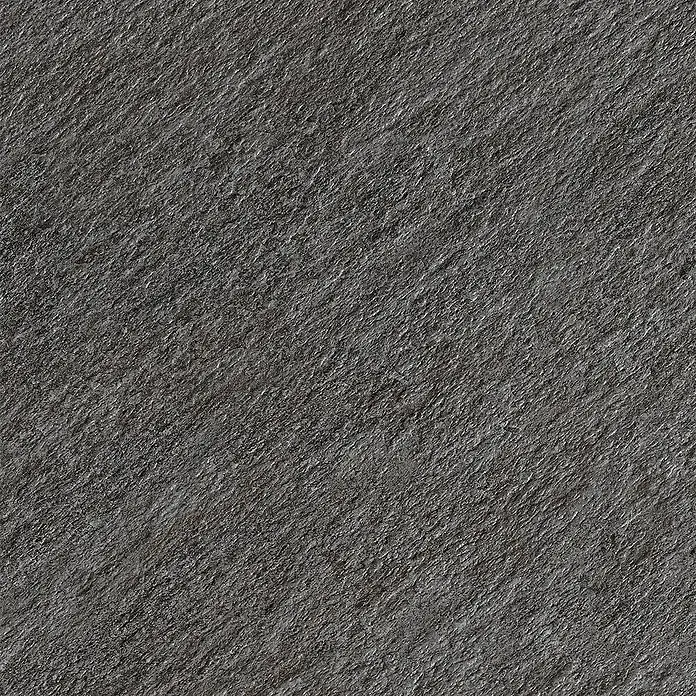 Terrassenfliese Manhattan 2.0 - 60 x 90 x 2 cm, Dunkelgrau, Matt - Detailaufnahme einer dunkelgrauen Schieferplatte, die eine natürliche und robuste Textur aufweist und ideal für Boden- oder Wandbeläge geeignet ist.
