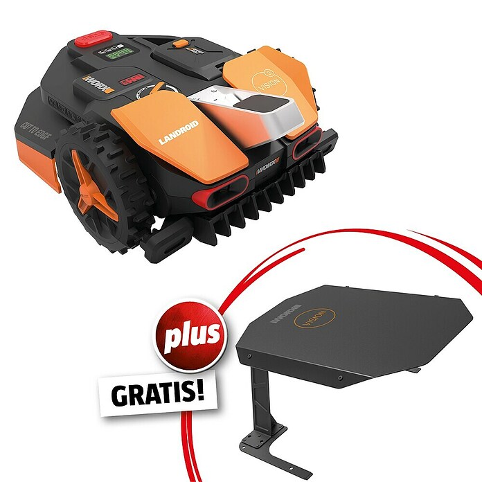 Worx PowerShare 20V Mähroboter-Set Vision WR202E - S250 + Garage GRATIS (250 m², Schnittbreite: 18 cm, Kamera-gestützte Navigation) | BAUHAUS