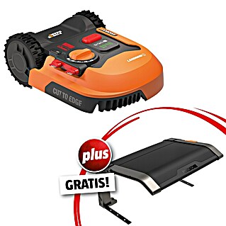 Worx PowerShare 20V Mähroboter Landroid WR168E-S250 + Garage GRATIS (250 m², Schnittbreite: 16 cm, Induktionsgestützte Navigation, Begrenzungskabel)