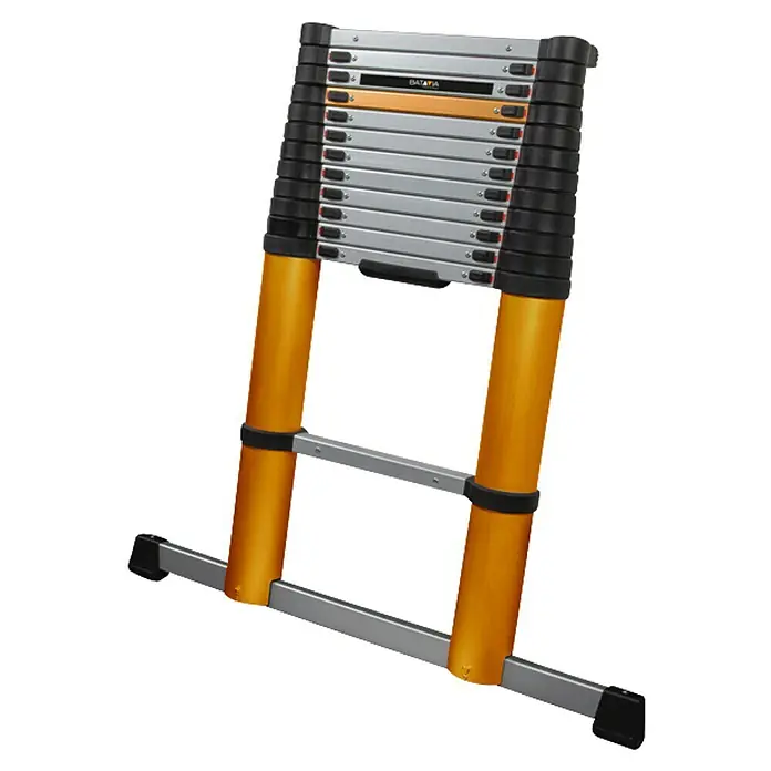 Batavia Teleskopleiter - Anzahl Tritte: 12 Stk., Arbeitshöhe: 460 cm, Belastbarkeit: 150 kg, Aluminium - Eine ausziehbare Aluminium-Teleskopleiter von Batavia, perfekt für verschiedene Höhenarbeiten, dank ihrer kompakten Bauweise einfach zu lagern.