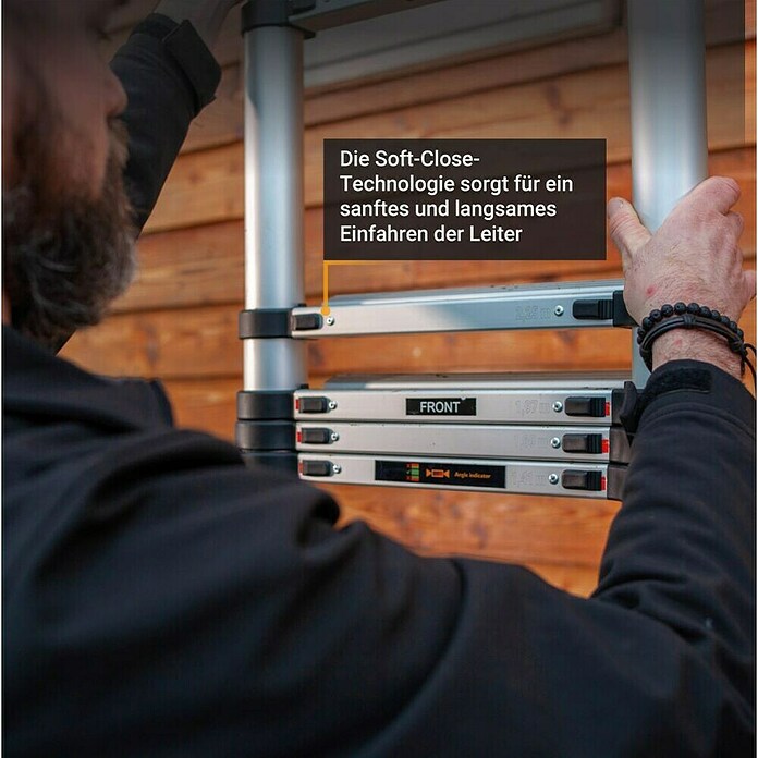 Batavia Escalera telescópica Giraffe Air (Número de peldaños: 14 ud., Altura de trabajo: 415 cm, Carga soportada: 150 kg, Aluminio) | BAUHAUS