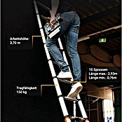Batavia Escalera telescópica Giraffe Air (Número de peldaños: 9 ud., Altura de trabajo: 370 cm, Carga soportada: 150 kg, Aluminio) | BAUHAUS