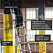 Batavia Escalera telescópica Giraffe Air (Número de peldaños: 14 ud., Altura de trabajo: 415 cm, Carga soportada: 150 kg, Aluminio) | BAUHAUS