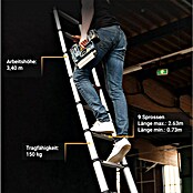 Batavia Escalera telescópica Giraffe Air (Número de peldaños: 8 ud., Altura de trabajo: 340 cm, Carga soportada: 150 kg, Aluminio) | BAUHAUS