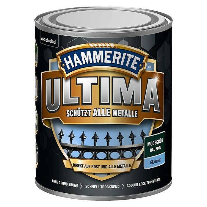 Hammerite Ultima Metall-Schutzlack (RAL 6005, Moosgrün, 750 ml, Glänzend, Wasserbasiert) | BAUHAUS
