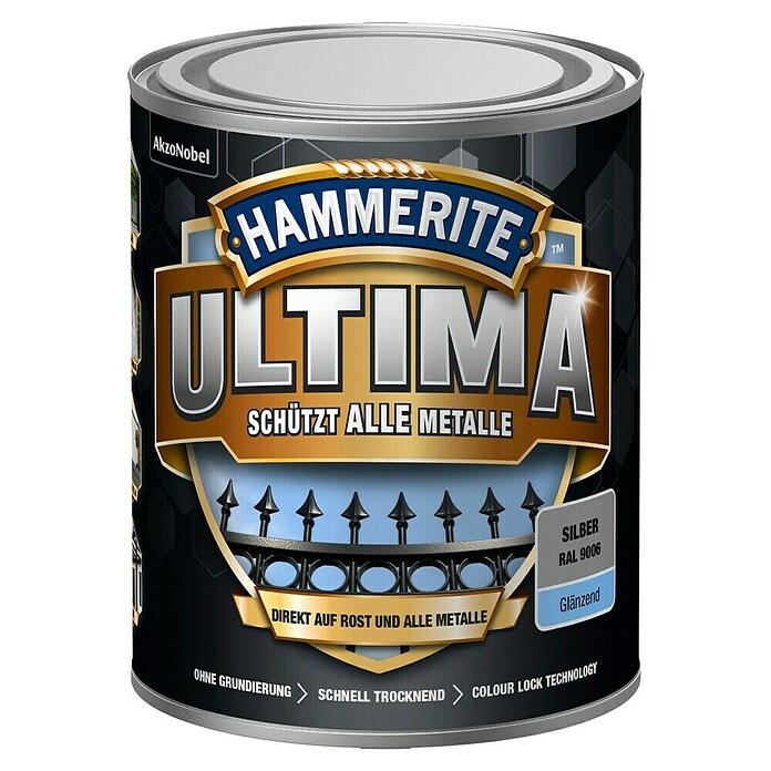Hammerite Ultima Metall-Schutzlack (RAL 9006, Silber, 750 ml, Glänzend, Wasserbasiert) | BAUHAUS