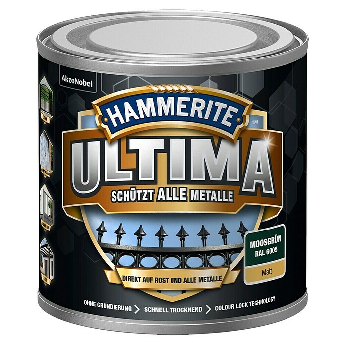 Hammerite Ultima Metall-Schutzlack (RAL 6005, Moosgrün, 250 ml, Matt) | BAUHAUS
