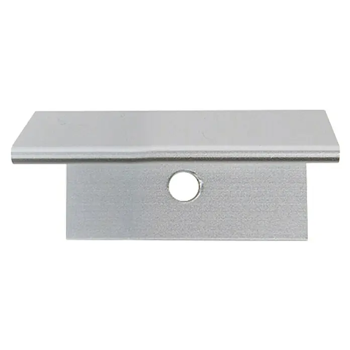 Möbelgriff - Typ Möbelgriff: Sonstige, Aluminium, Vernickelt, Länge: 40 mm - Nahaufnahme einer silberfarbenen Metallschiene mit einem Loch in der Mitte, möglicherweise Teil einer Halterung oder eines Befestigungssystems.