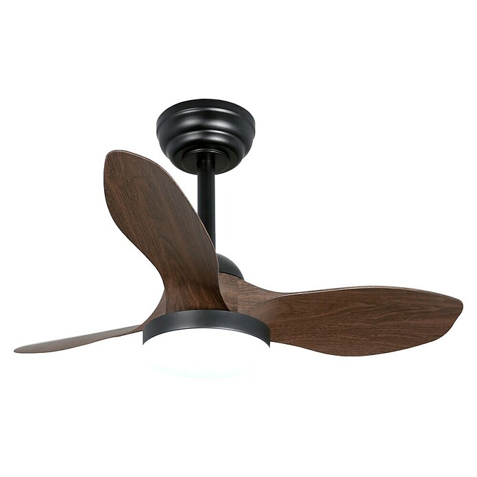 Cristal Record Ventilador de techo Stel mini S (Negro, 80 cm, 20 W, Blanco cálido) | BAUHAUS