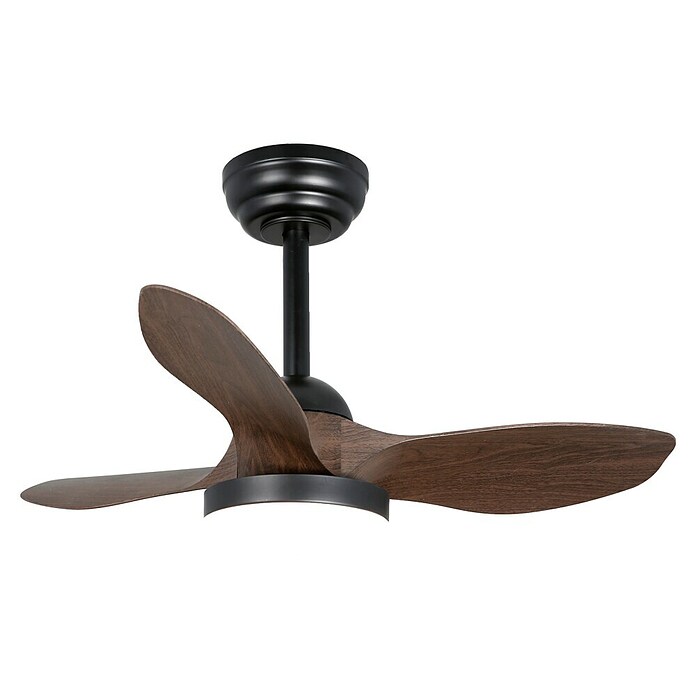 Cristal Record Ventilador de techo Stel mini S (Negro, 80 cm, 20 W, Blanco cálido) | BAUHAUS