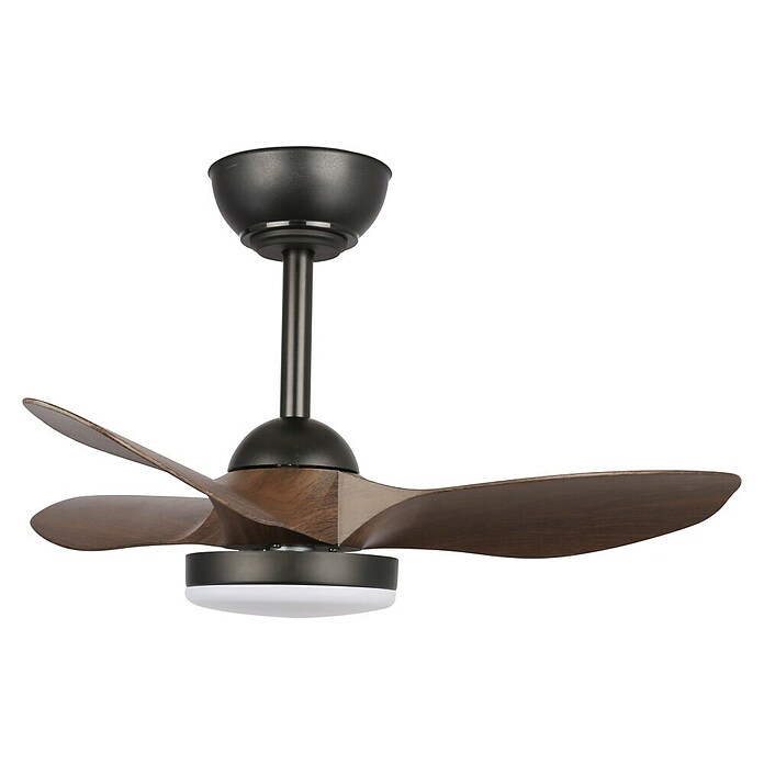 Cristal Record Ventilador de techo Stel mini S (Negro, 80 cm, 20 W, Blanco cálido) | BAUHAUS