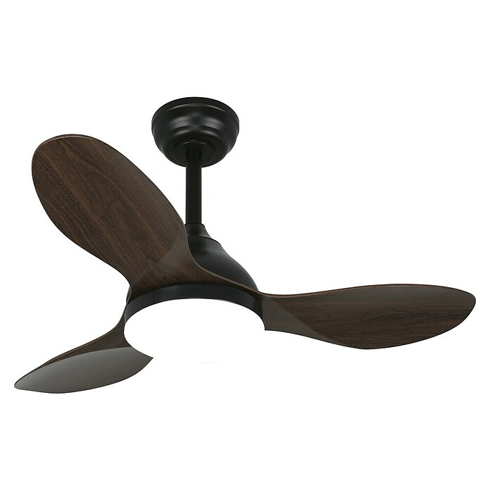 Cristal Record Ventilador de techo Stel mini (Negro/Madera Oscura, 92 cm, 20 W, Blanco cálido) | BAUHAUS