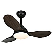Cristal Record Ventilador de techo Stel mini (Negro/Madera Oscura, 92 cm, 20 W, Blanco cálido) | BAUHAUS