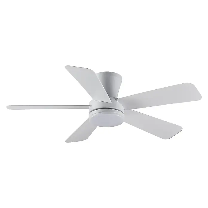 Cristal Record Ventilador de techo Benda 5 - Blanco, 101 cm, 28 W, Blanco cálido, 5 aspas - Ventilador de techo blanco con tres aspas y iluminación integrada para un diseño moderno. Asegura una circulación de aire agradable.