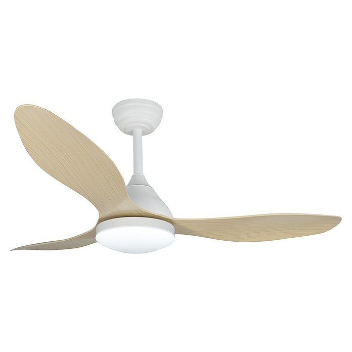 Cristal Record Ventilador de techo Stel (Blanco/Beige, 120 cm, 20 W, Blanco cálido) | BAUHAUS
