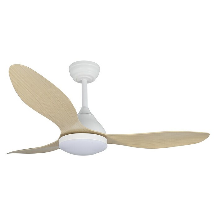 Cristal Record Ventilador de techo Stel (Blanco/Beige, 120 cm, 20 W, Blanco cálido) | BAUHAUS