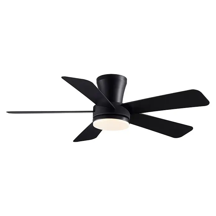 Cristal Record Ventilador de techo Benda 5 - Negro, 101 cm, 28 W, Blanco cálido, 5 aspas - Ventilador de techo negro con cinco aspas y luz LED integrada, ideal para espacios modernos y una circulación de aire eficiente.